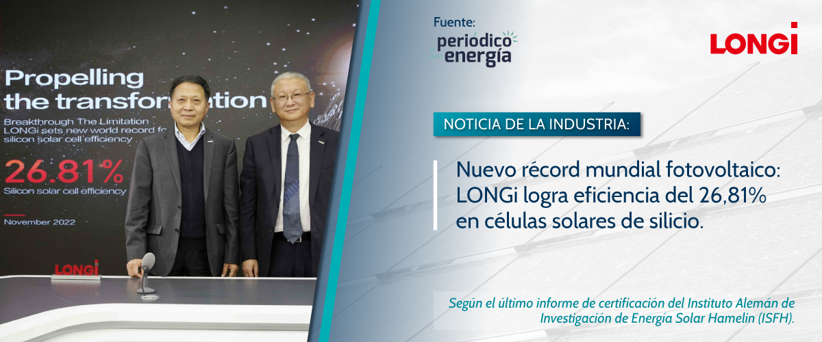 LONGi alcanza nuevo récord mundial al lograr eficiencia del 26,81% en células solares de silicio